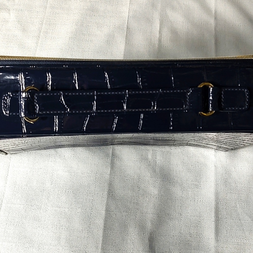 Estee Lauder Flat Dark Navy Blue Travel Makeup Case with Gold zipper - Picture 10 of 13